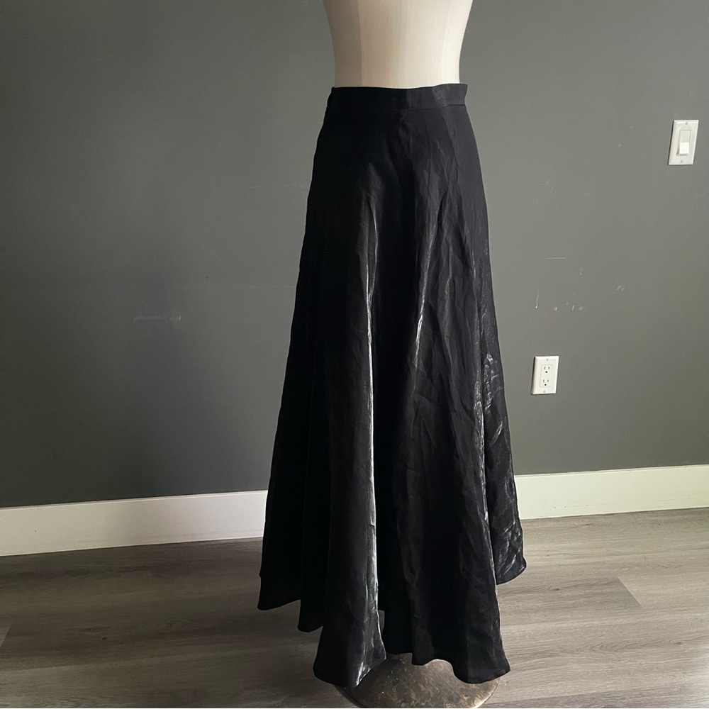 Js Collections Black Crinkled Organza Maxi Skirt Tulle Old Money Glam Parisian